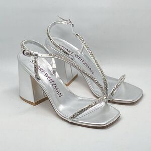 Stuart Weitzman Embellished Metallic Leather Sandals size 7